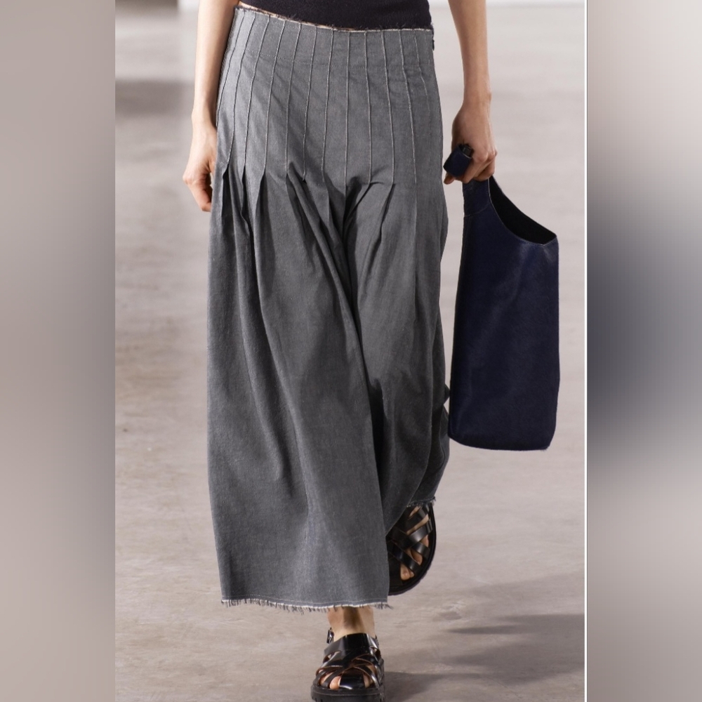 NWT Zara Denim Grey Maxi Skirt